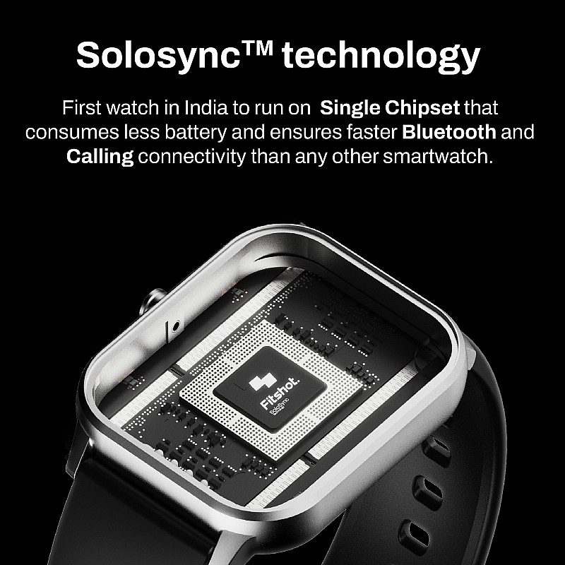  Fitshot Connect 1.85inch CosmicDisplay, Bluetooth Calling & SoloSync Technology Smartwatch (Black Strap, Regular)