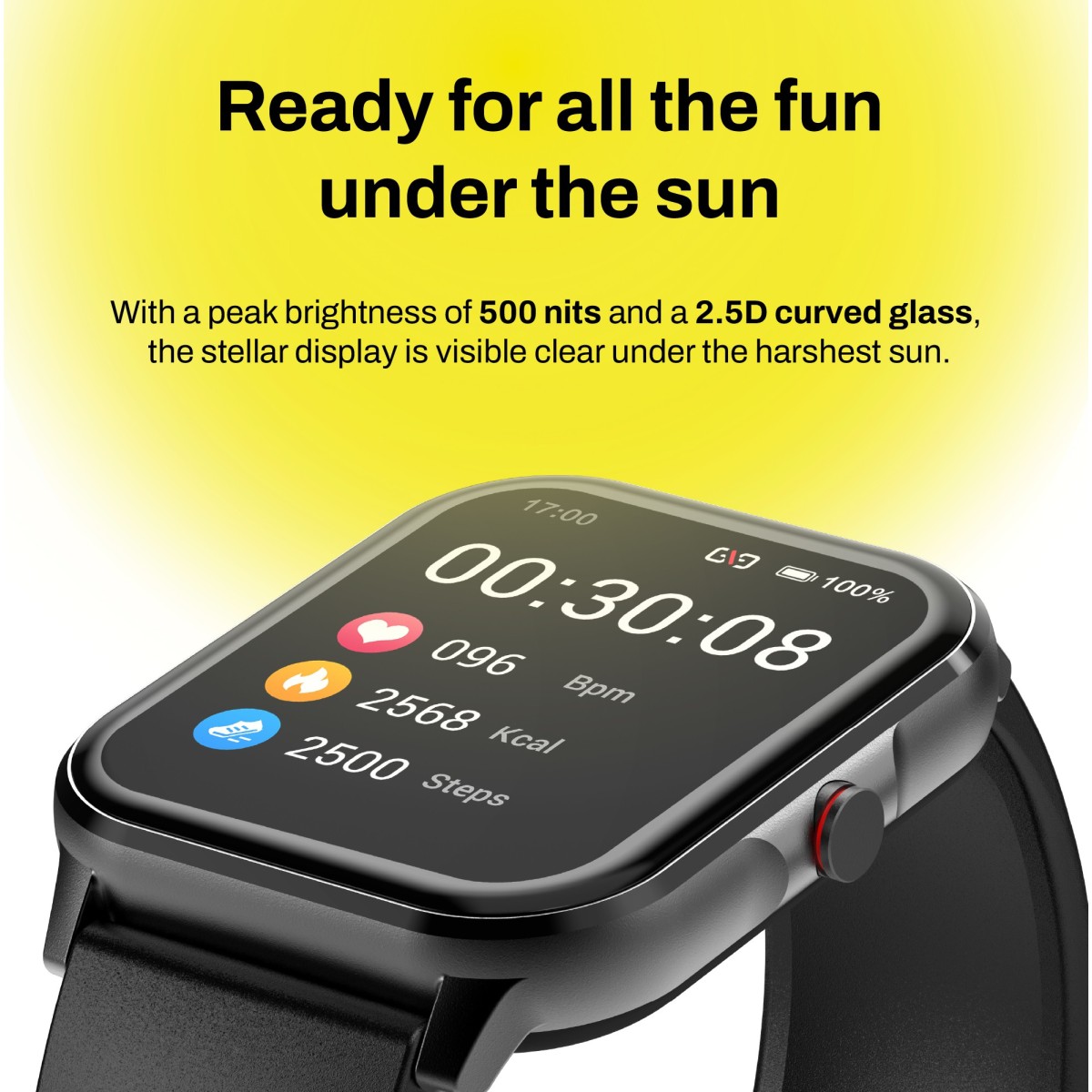 Fitshot Connect 1.85inch CosmicDisplay, Bluetooth Calling & SoloSync Technology Smartwatch (Black Strap, Regular)