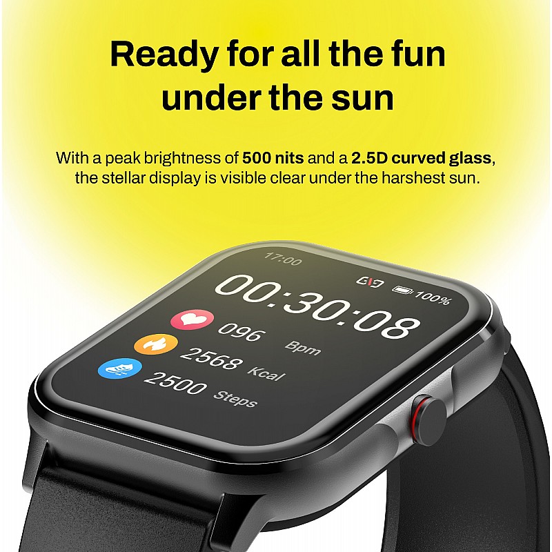  Fitshot Connect 1.85inch CosmicDisplay, Bluetooth Calling & SoloSync Technology Smartwatch (Black Strap, Regular)