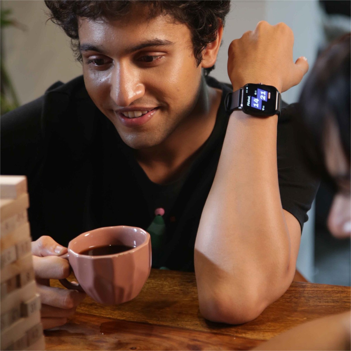 Fitshot Connect 1.85inch CosmicDisplay, Bluetooth Calling & SoloSync Technology Smartwatch (Black Strap, Regular)