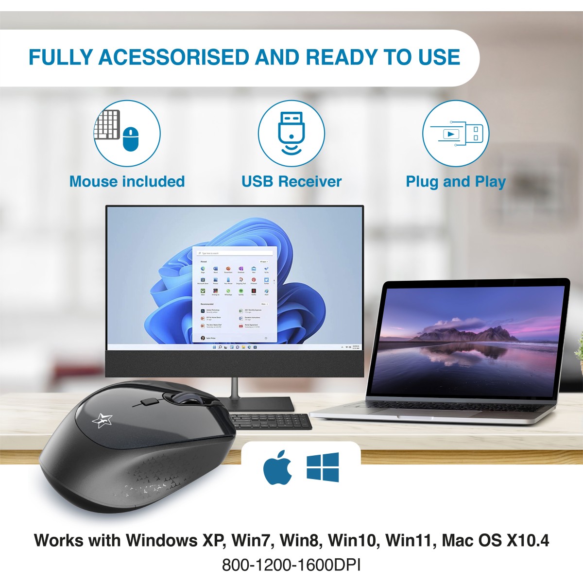 Flipkart SmartBuy IG9100, Keyboard & Mouse Combo- Wireless Multi-device Keyboard (Black)