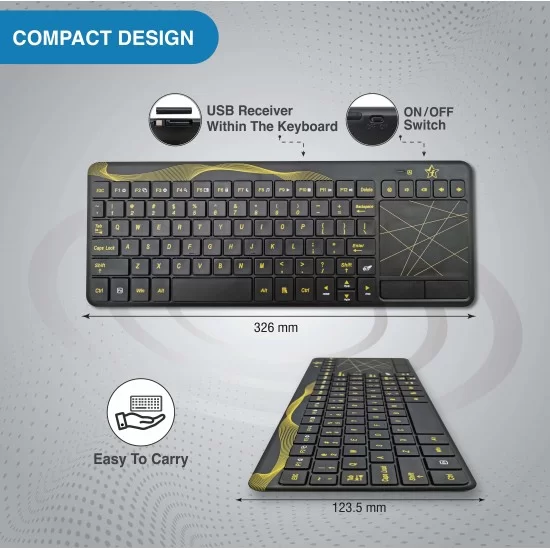  Flipkart SmartBuy KG3618- Keyboard with Touchpad | Wireless Multi-device Keyboard  (Black)