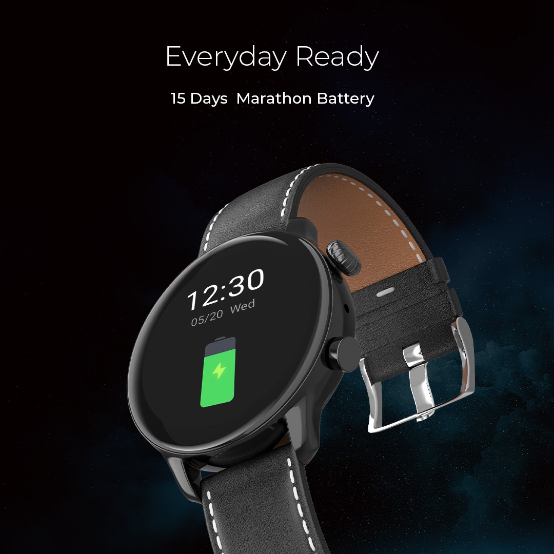 Gizmore GizFit GLOW AMOLED with 3.4 Cm ALWAYS-ON BT Calling Smartwatch (Brown Strap, Regular)