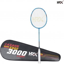 HRX Carbon Edge 3000 Light Yellow Blue Strung Badminton Racquet
