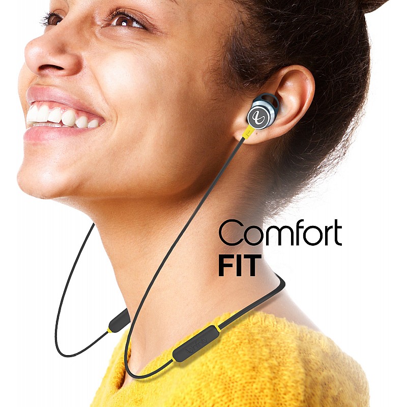  INFINITY by HARMAN Glide N120 Neckband with Advanced 12mm Drivers Dual Equalizer IPX5 Sweatproof Bluetooth Headset Black Yellow In the Ear