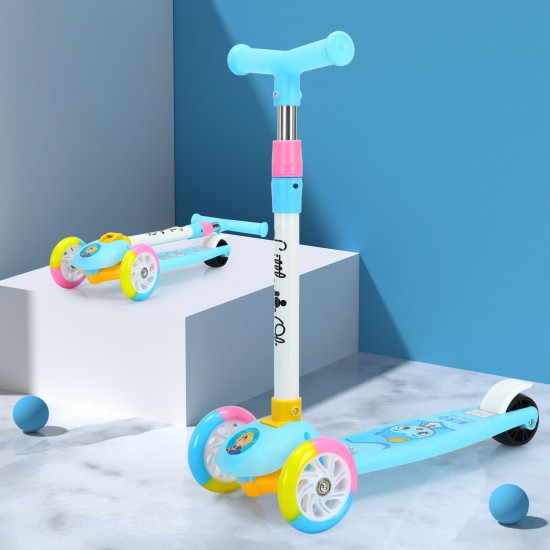  Little Olive Munchkin Lite Scooter for Kids 4 Level Height Adjustable LED Wheels Kids Toy (Multicolor)