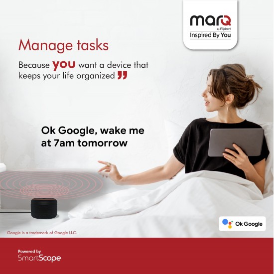 MarQ Smart Home Speaker with Google Assistant with Google Assistant Smart Speaker Black