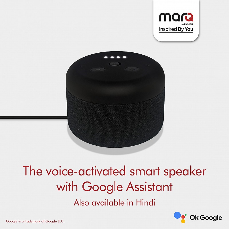 MarQ Smart Home Speaker with Google Assistant with Google Assistant Smart Speaker Black