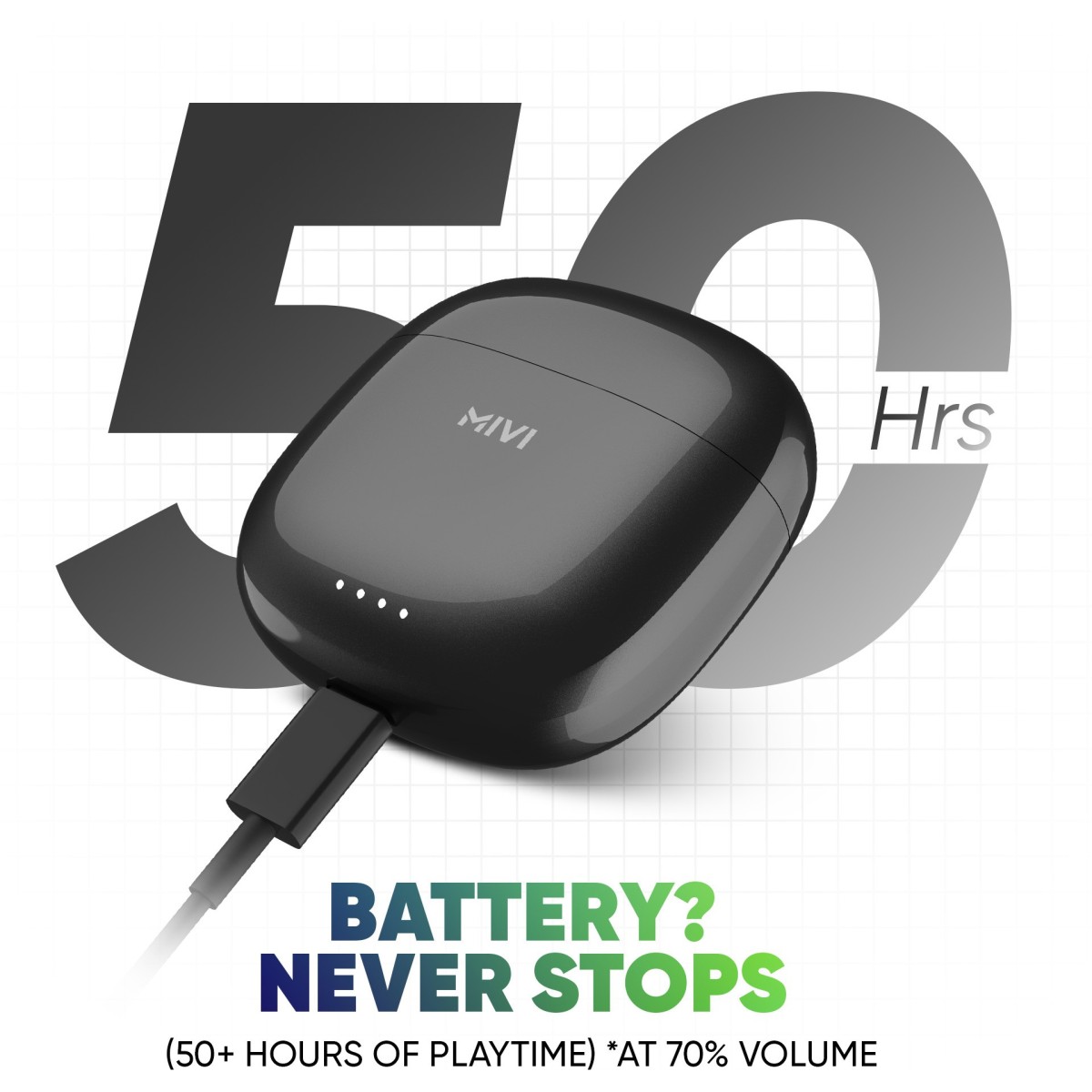 Mivi DuoPods F70 ENC with Quad Mic, 50+ Hrs Playtime Made in India Powerful Bass Bluetooth Headset (Black, True Wireless)