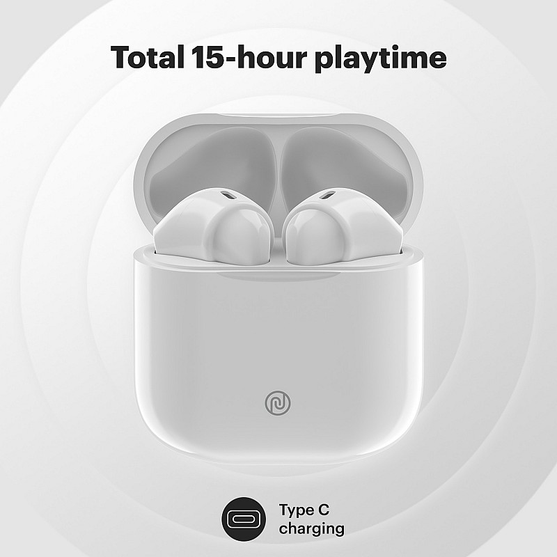  Noise Air Buds Mini with 15 Hours Playtime, Tru Bass Technology, and HyperSync Bluetooth Headset (Pearl White, True Wireless)