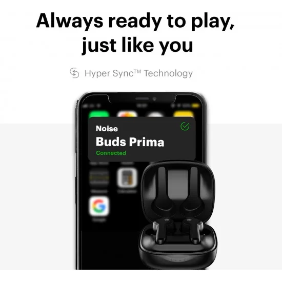 Noise Buds Prima with 42 hrs of playtime Bluetooth (Charcoal Black, True Wireless)