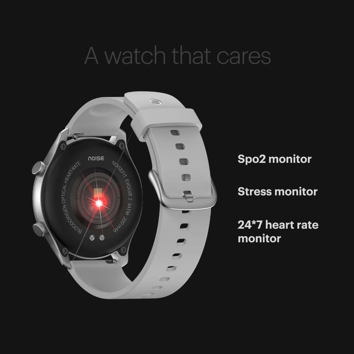Noise Evolve 2 AMOLED with 42mm Dial Size Smartwatch (Grey Strap, Regular)