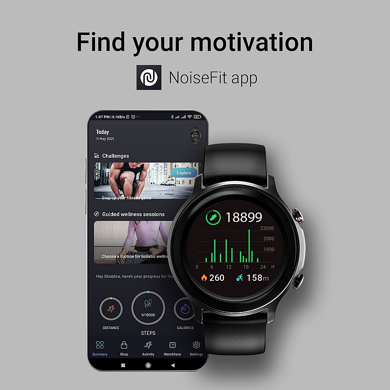 Noise Fit Active SpO2 Smartwatch (Black Strap, Regular)