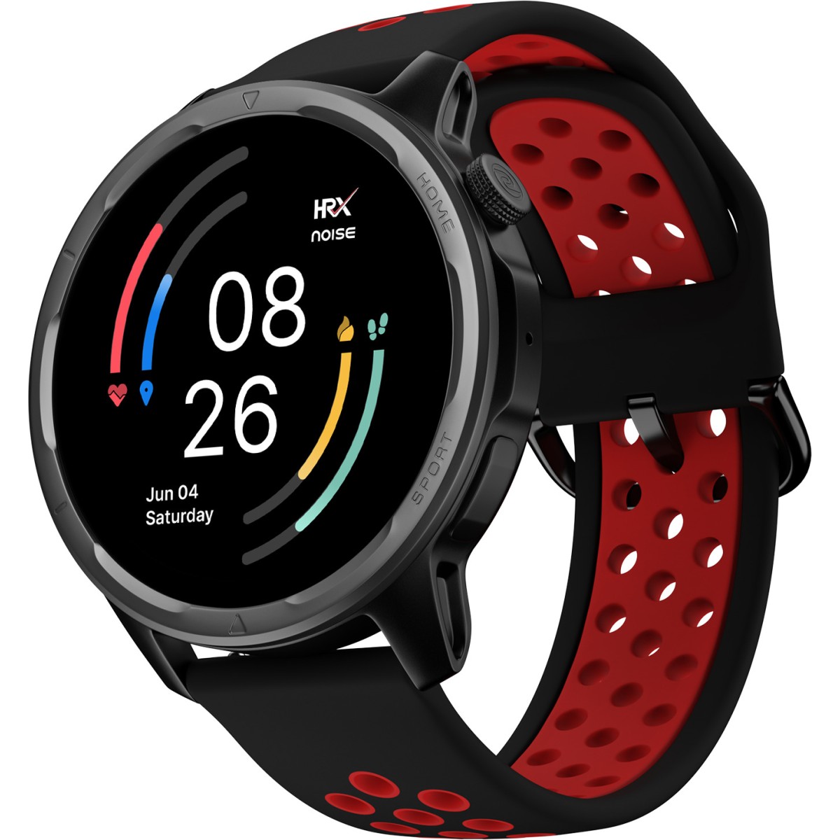 Noise HRX Bounce by , 1.39" Round ,100+ Sports Modes, Dual Tone Strap Smartwatch (Black Strap, Regular)
