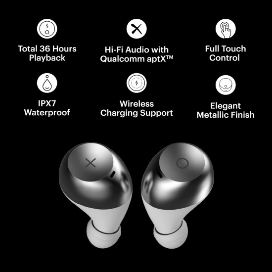 Noise Shots XO Truly Wireless Bluetooth Headset Metallic White