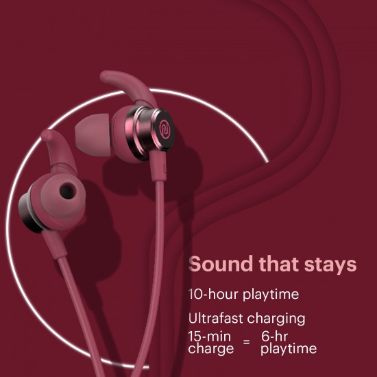 Noise Tune Active Plus Neckband Bluetooth Headset   (Garnet Purple, In the Ear)