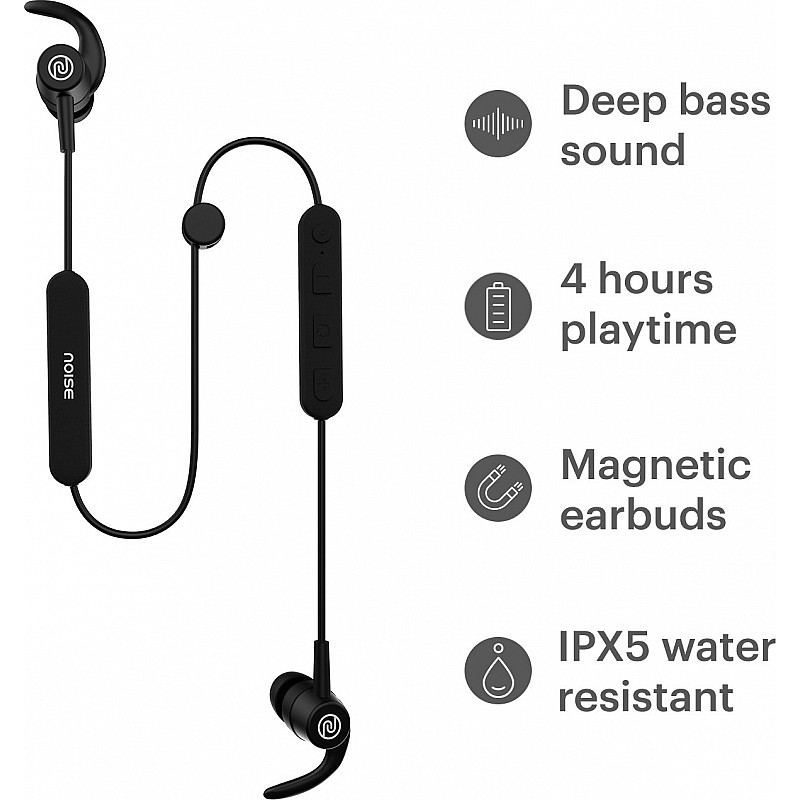 Noise Tune Sport Bluetooth Wireless Sports Earphones Bluetooth Headset (Midnight Black, In the Ear)