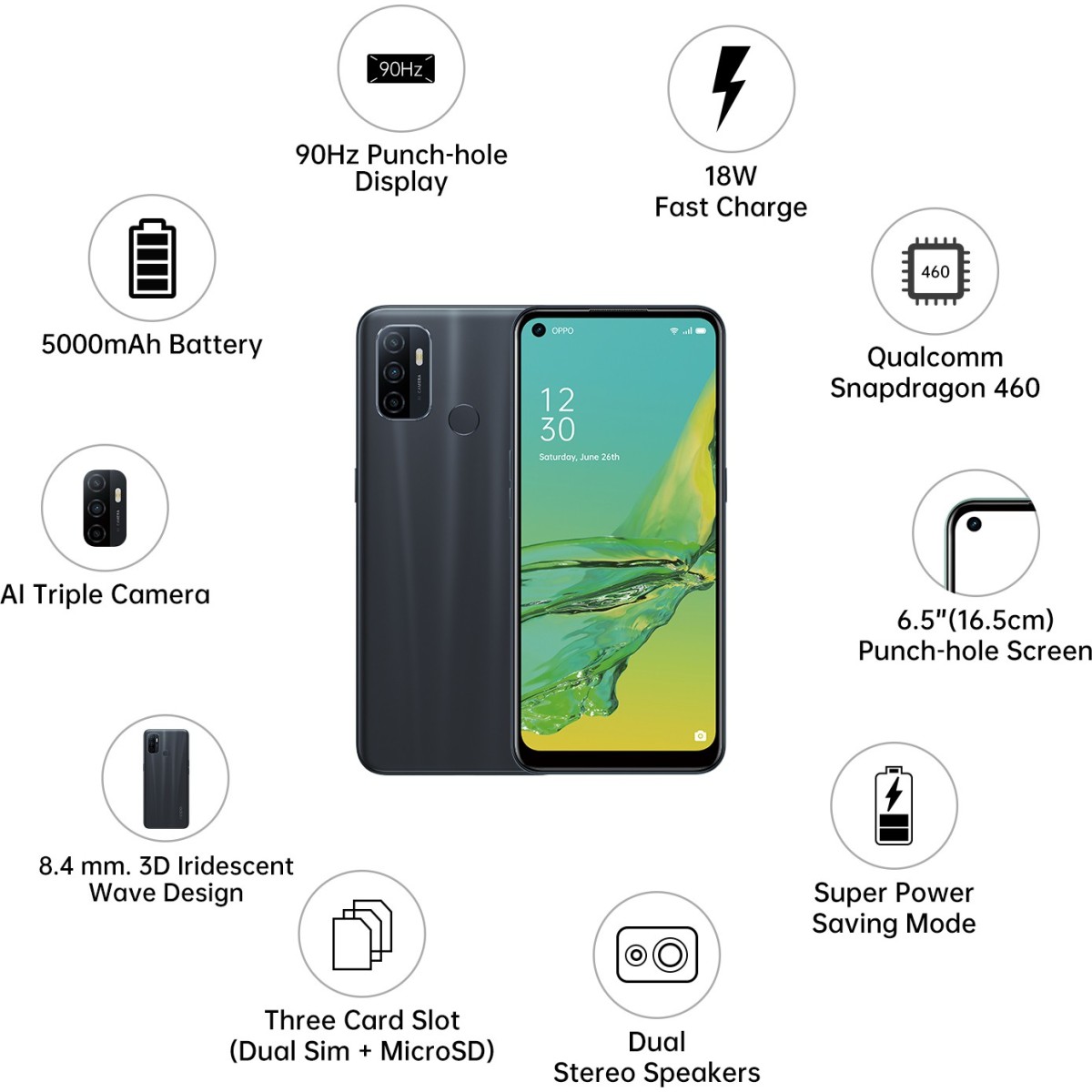 OPPO A33 (Moonlight Black 3 GB RAM 32 GB Storage refurbished