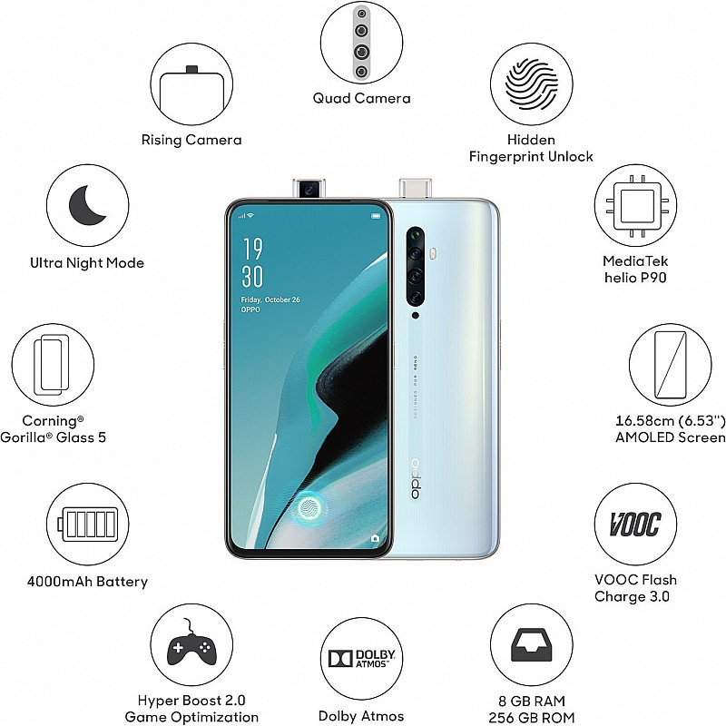 OPPO Reno2 Z (Sky White, 256 GB, 8 GB RAM) Refurbished