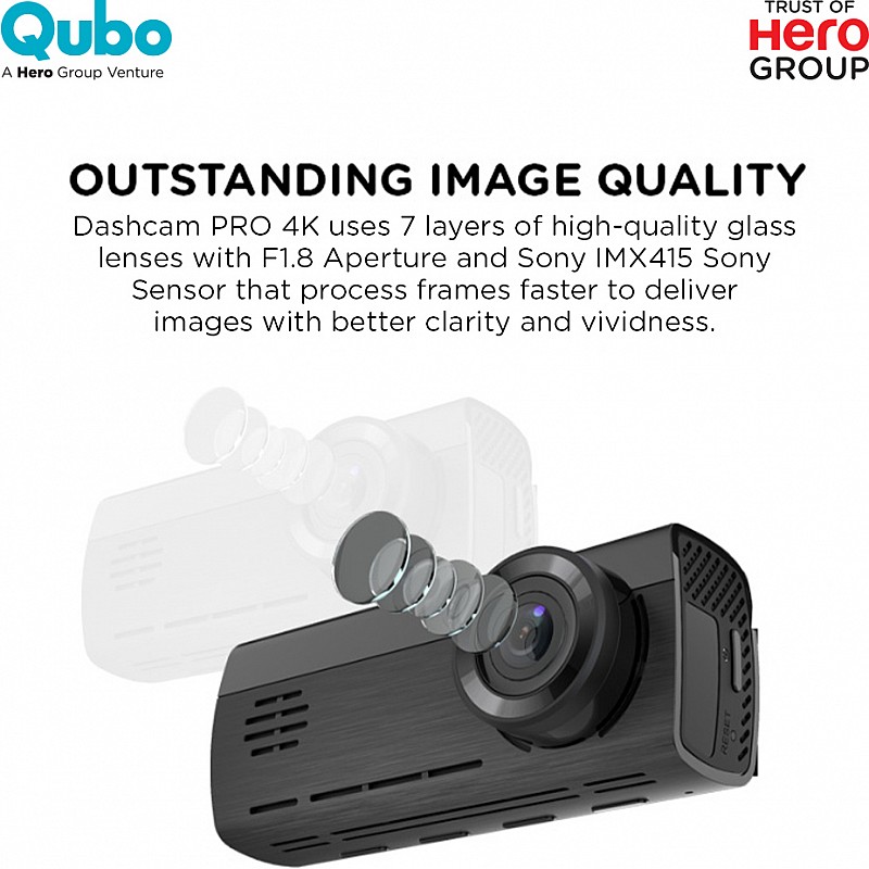  Qubo HCA04 Smart Dashcam Pro 4K DualCam with Wi-Fi GPS Front 4K Rear 1080P 1TB SDCard Vehicle Camera System