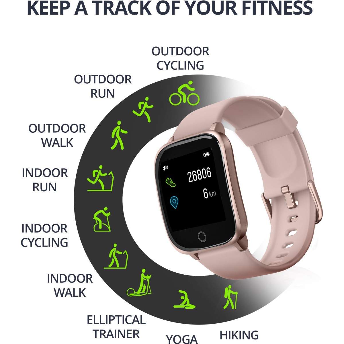 Syska SW100 Smartwatch (Gold Strap, Free Size)