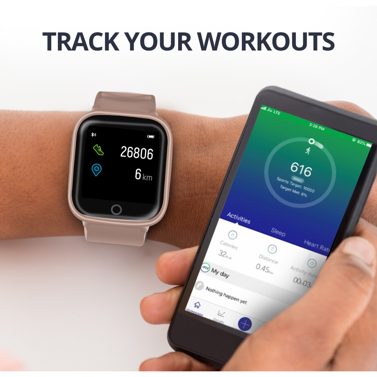 Syska SW100 Smartwatch (Gold Strap, Free Size)