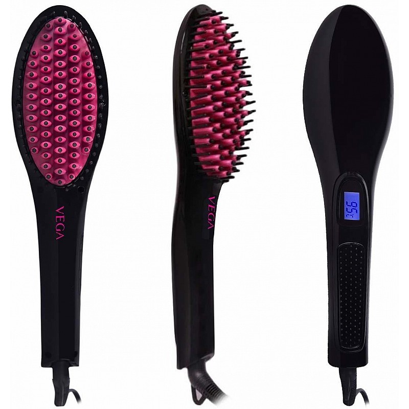  VEGA X-Glam X-Glam Hair Straightening Brush (VHSB-01), Black Hair Straightener Brush (Black)