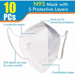 N95 Mask Respirator Pollution Breathable washable and reusable KN95 Face Mask Respirator for Men Women Kids 5 Layers Protection  ( Pack of 10)