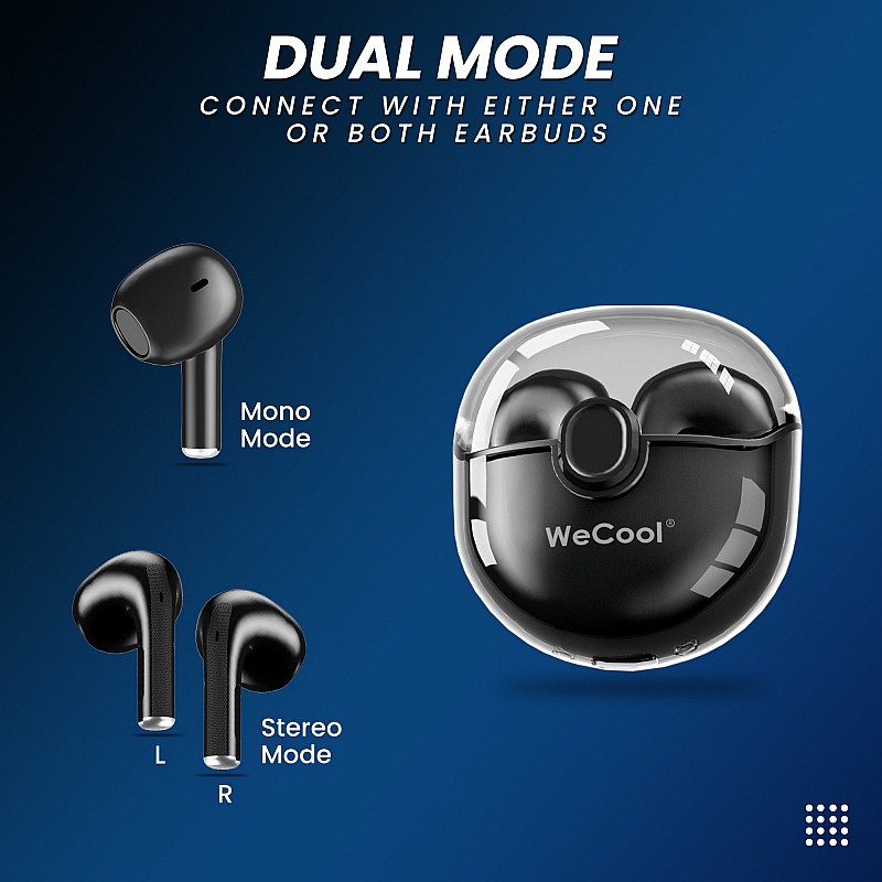  WeCool Moonwalk M3 True Wireless Bluetooth Earbuds with 30 Hrs Playtime and 13mm driver Bluetooth Headset   (Black, True Wireless)