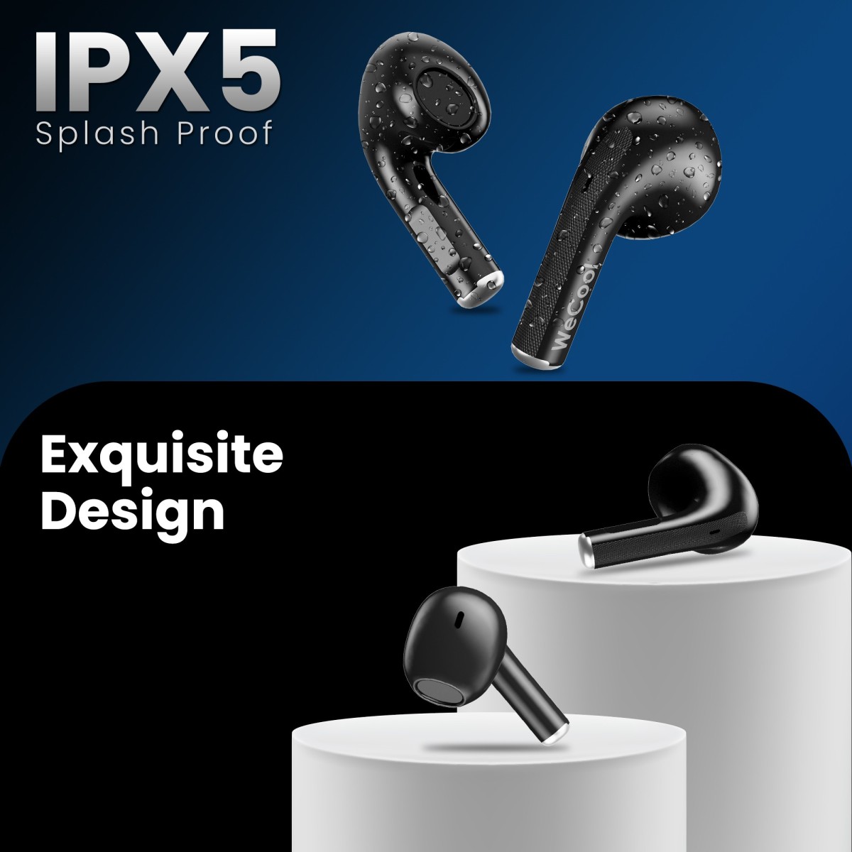 WeCool Moonwalk M3 True Wireless Bluetooth Earbuds with 30 Hrs Playtime and 13mm driver Bluetooth Headset   (Black, True Wireless)