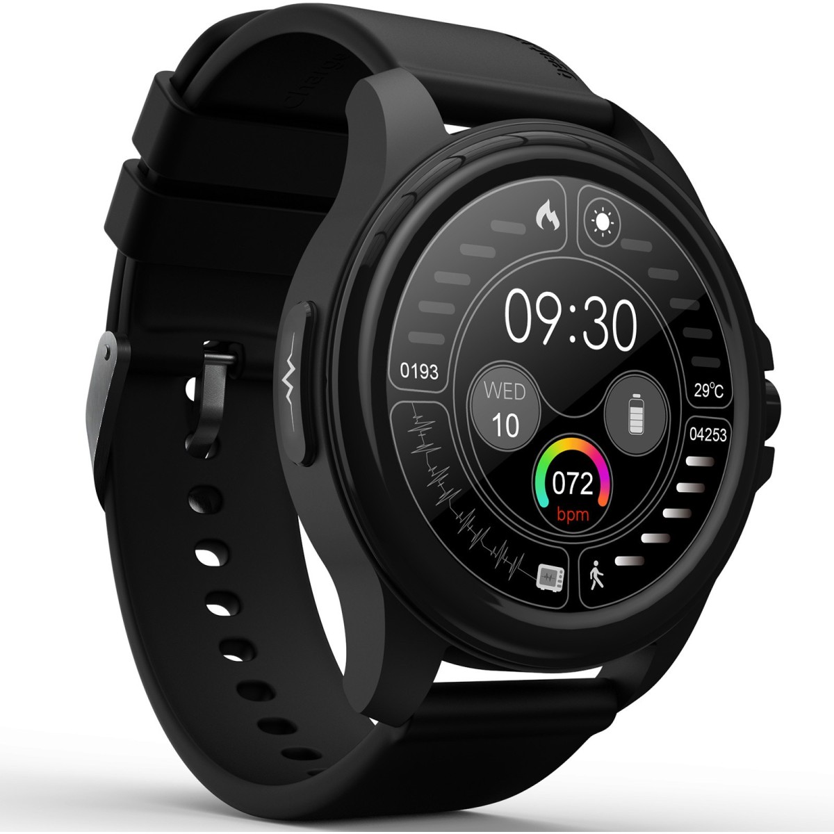 beatXP Exact, 1.32" Full HD Screen, Medical Grade ECG Smartwatch (Black Strap, Free Size)