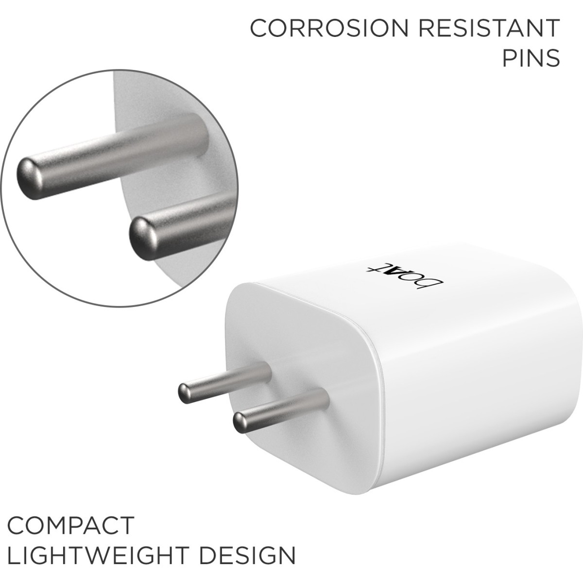 boAt 18W Power WCD QC3A Charger combo (Type C - Cable Included) (White, Cable Included)