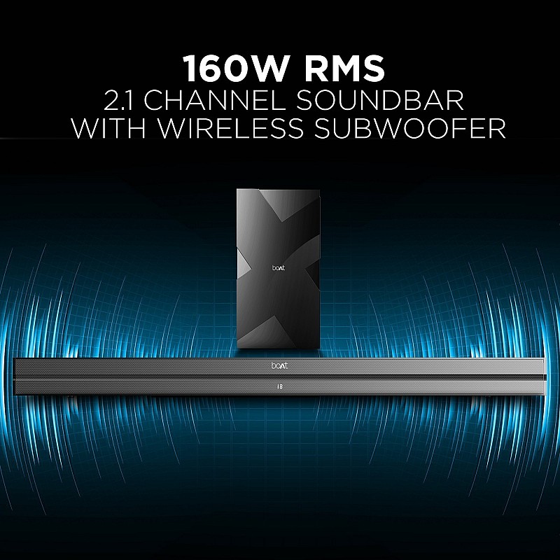 boAt Aavante Bar 2000 160 W Bluetooth Soundbar (Premium Black 2.1 Channel)