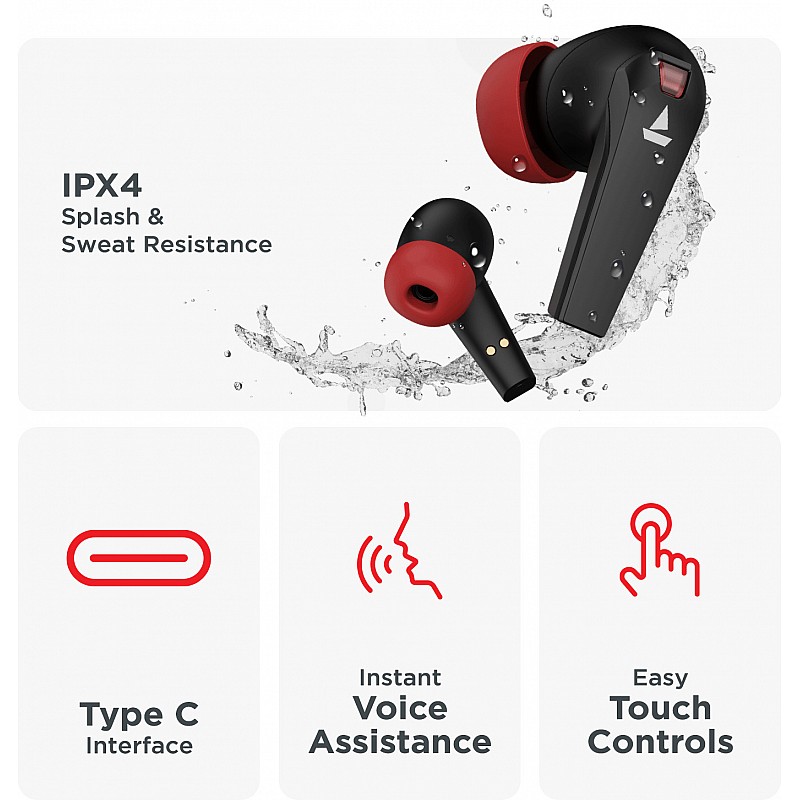 boAt Airdopes 192 with Beast Mode(40ms), 30 Hours Playback Black Sabre True Wireless earbuds