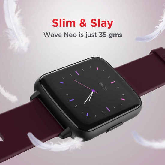 boAt Wave Neo with 1.69 inch , 2.5D  Multiple Sports Modes Smartwatch (Burgundy Strap, Free Size)