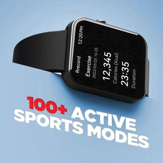 boAt Wave Stride Voice Premium Bluetooth Calling with 100 Sports Modes Smartwatch Active Black Strap