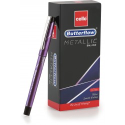 Cello Butterflow Metallic Ball Pen Pack of 10 Blue