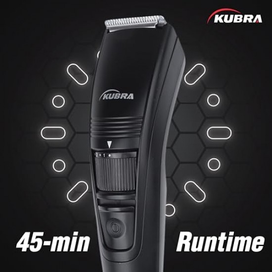 Kubra KB-1016 USB Fast charging, 90 min runtime, Adjustable 20 Length Setting, Ultra Sleek Beard Trimmer for Men (Black)