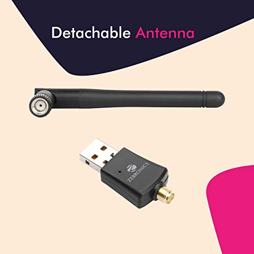 Zebronics ZEB-USB300WFD, 300Mbps WiFi USB Adapter with Advanced Security WPA/WPA2 encryption Standards, External Antenna (Black) Zebronics ZEB-USB300WFD, 300Mbps WiFi USB Adapter with Advanced Security WPA/WPA2 encryption Standards, External Antenna (Black)