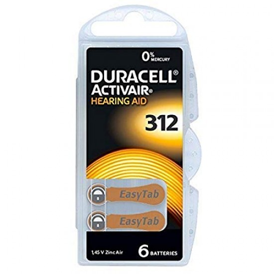 DURACELL ACTIVAIR EASYTAB HEARING AID BATTERY SIZE 312