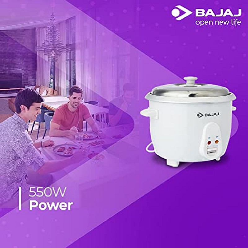 Bajaj RCX 1.8 DLX Rice Cooker, 1.8 Litre , White