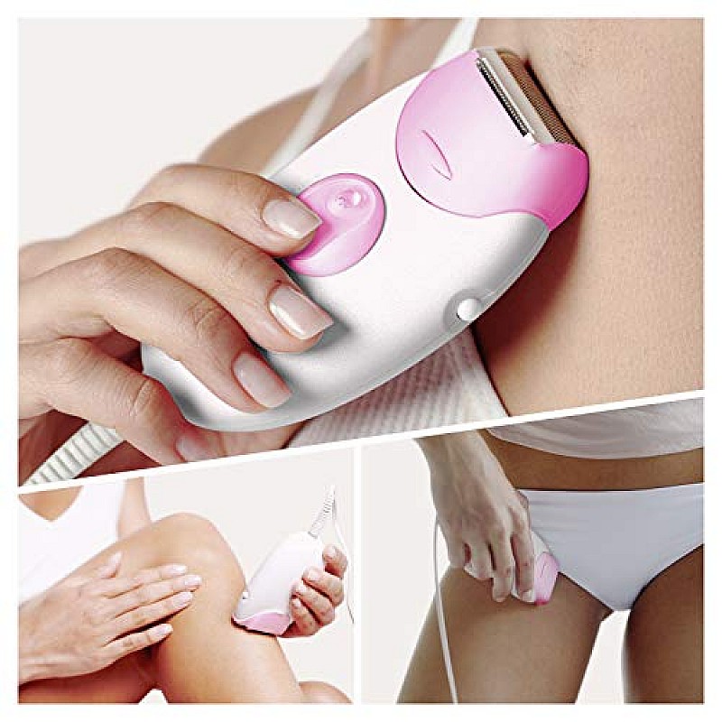 Braun Silk-épil 3-270,Epilator for Long-Lasting Hair Removal from roots,20 Tweezer System White and Pink