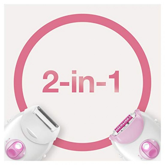 Braun Silk-épil 3-270,Epilator for Long-Lasting Hair Removal from roots,20 Tweezer System White and Pink