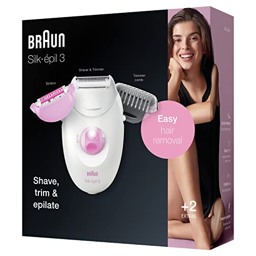 Braun Silk-épil 3-270,Epilator for Long-Lasting Hair Removal from roots,20 Tweezer System White and Pink Braun Silk-épil 3-270,Epilator for Long-Lasting Hair Removal from roots,20 Tweezer System White and Pink