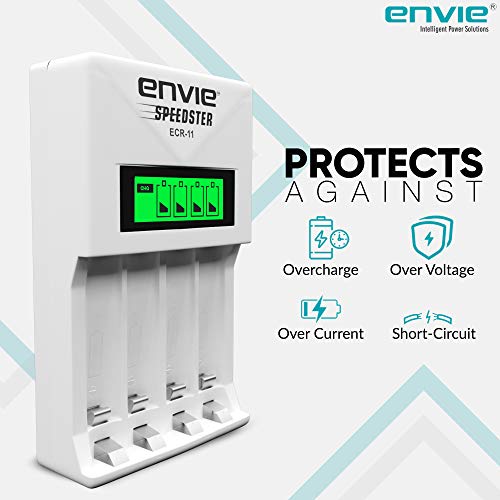 ENVIE® (ECR 11) Speedster Fast Charger for AA & AAA Rechargeable Batteries (with LCD Display)