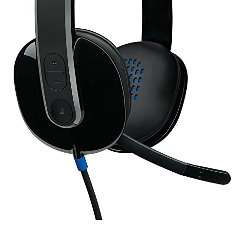 Logitech H540 Stereo Wired On Ear Headphones With Mic With Noise-Cancelling Usb, On Ear Controls (Black)