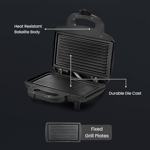 Prestige PGMFB 800 Watt Grill Sandwich Toaster with Fixed Grill Plates, Black Prestige PGMFB 800 Watt Grill Sandwich Toaster with Fixed Grill Plates, Black