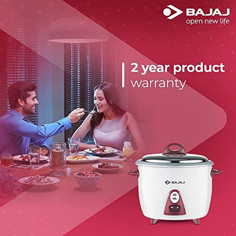 Bajaj Majesty New RCX 3 350-Watt Multifunction Rice Cooker (White And Pink)