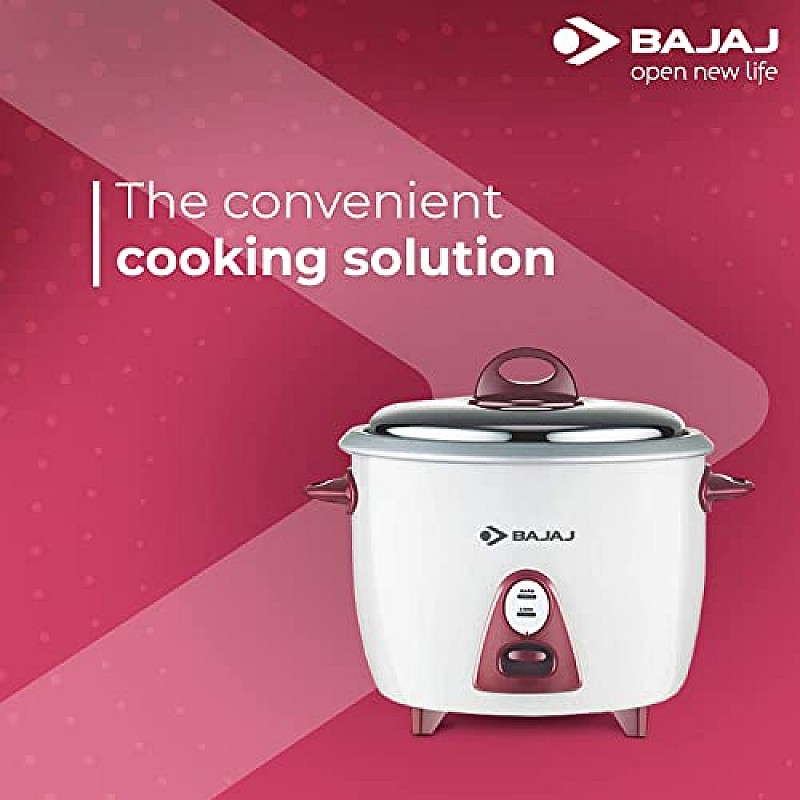 Bajaj Majesty New RCX 3 350-Watt Multifunction Rice Cooker (White And Pink)