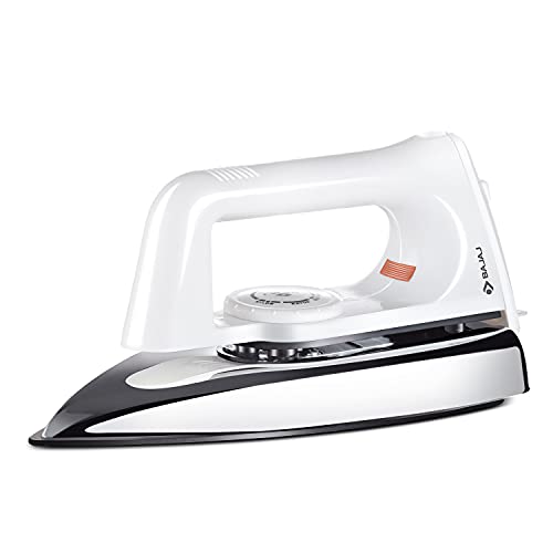Bajaj Plastic Popular Plus 750W Dry Iron with Advance Soleplate and Anti-Bacterial German Coating Technology, White Bajaj Plastic Popular Plus 750W Dry Iron with Advance Soleplate and Anti-Bacterial German Coating Technology, White